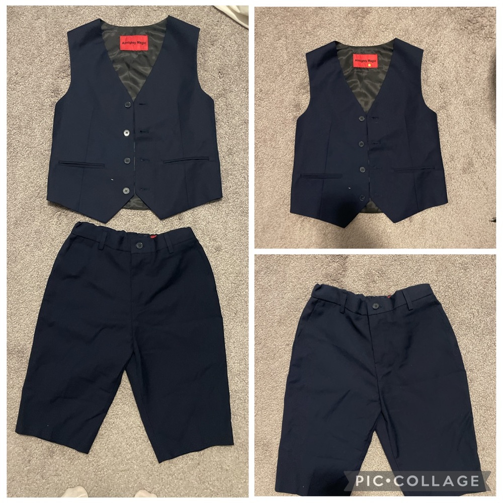 Kids Navy Blue Vest and Shorts Set